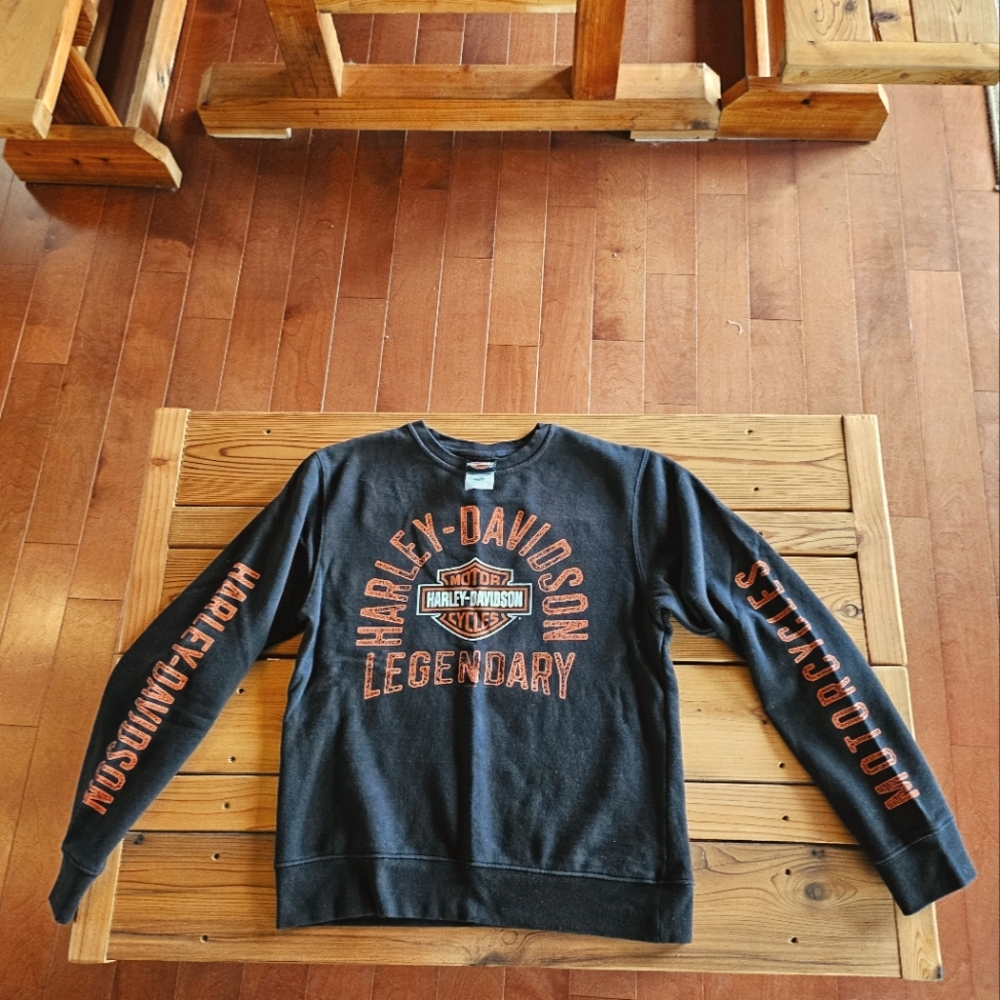 Harley-Davidson Womens Black Sweatshirt with Orange Logo